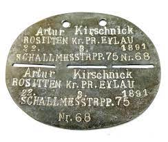 At Auction: WW1 Imperial German Dog Tag.