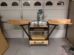 First Post My Miter Saw Work Bench The Garage Journal Board Miter Saw Miter Saw Table Woodworking At Home