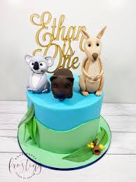Australian Animal Cake Koala Wombat Kangaroo By Rockpaperfrosting Animal Birthday Cakes Birthday Cake Kids Australian Party