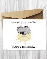 Printable Cat Birthday Card Happy Birthday Cat Digital Card Etsy In 2021 Cat Birthday Card Cat Birthday Cards Funny Birthday Card Printable
