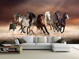 Adult brown horse with a young horse and yellow flowers desktop wallpaper. Buy Crafttrip Synthetic 7 Running Horses Wallpaper Wall Stickers 12 X 10 Square Ft 360 X 300 Cm Features Price Reviews Online In India Justdial