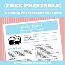 Must take photo list for wedding. Wedding Photography Checklist Free Printable