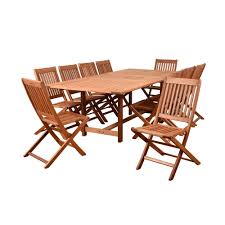 Amazonia Coronado 11 Piece Wood Rectangular Outdoor Dining Set Bt542 10bt239 The Home Depot Outdoor Furniture Outdoor Dining Set Patio Dining Furniture
