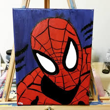Spiderman 35 00 Acrylic On 12 X 16 Canvas Great Gift For Any Spidee Lovers 2020 Tuval Sanati Disney Cizimleri Tuval Resimleri