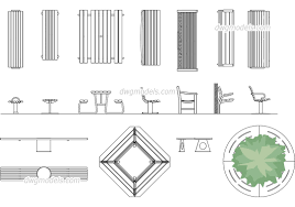 Models of chairs and armchairs top view in autocad. Benches Dwg Free Cad Blocks Download