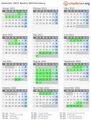 Klassische, generische kalendervorlagen für zu hause oder das büro, zur verwendung als urlaubskalender, urlaubsplaner, reiseplaner. Kalender 2021 Ferien Baden Wurttemberg Feiertage