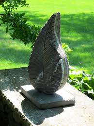 Sculpture By Obadiah Buell Granite Leaf Handmade In Maine For Garden And Landscape Decoration Sculpture Garden Desi Sculpture Landscape Decor Stone Design