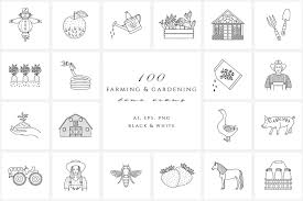 Farming Gardening Line Icon Set Hand Drawn Icons Farm Logo Etsy In 2020 Hand Drawn Icons Icon Set Design Line Icon