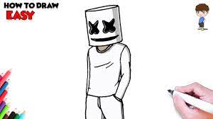 How To Draw Marshmallow Step By Step Easy - Marshmallow Dj Drawing - Youtube