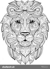 Hand Drawn Doodle Zentangle Lion Illustration Decorative Ornate Vector Lion Head Drawing For Colorin Coloriage Mandala Animaux Coloriage Zen Animaux Coloriage