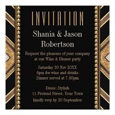 One can also send dinner invitations through social networking sites by creating an invitation page and inviting the guests there. Art Deco Style Black Gold Dinner Party Invitation By