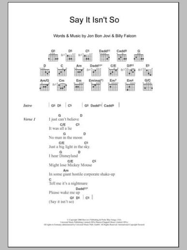 Say It Isn't So - Guitar Chords/Lyrics | zZounds