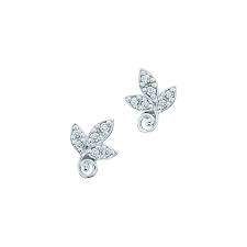 Paloma Picasso Olive Leaf Earrings In 18k White Gold With Diamonds Olive Leaf Earrings Leaf Earrings Tiffany Earrings