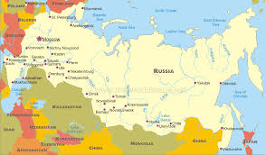 Physical map of russia, equirectangular projection. Political Map Of Russia