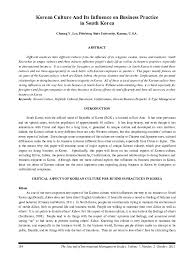 Pdf Korean Culture And Its Influence On Business Practice In South Korea Claire Roma Paguirigan Academia Edu