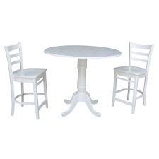 Some assembly is needed with this outdoor set. 42 In Round Top Pedestal Gathering Height Drop Leaf Table With 2 Counter Height Stools On Sale Overstock 24204614