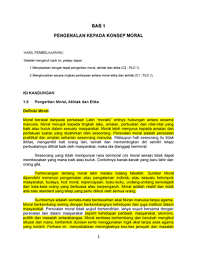 Topik 1 Akhlak Moral Dan Etika Bab 1 Pengenalan Kepada Konsep Moral Hasil Pembelajaran Setelah Studocu