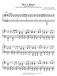 Sheet Music Piano Pirates Of The Carribean He S A Pirate Pdf