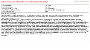 Check spelling or type a new query. Hotel Assistant Front Office Manager Cover Letter
