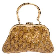 Gucci Metallic Gold Gg Beads Small Frame Bag For Sale At 1stdibs