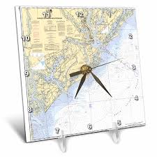 3drose Print Of Charleston Harbor Nautical Chart Desk Clock 6 By 6 Inch