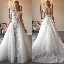Open Back A Line Lace Wedding Dress Cap Sleeves Women Bridal Gowns In 2020 Backless Mermaid Wedding Dresses Bridal Gown Tulle Bridal Gowns
