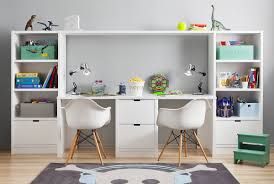Unlike more modern pieces, vintage furniture often lacks ample storage. Desk For Two Children 51 Photos A Product For Schoolchildren Along A Window For Two Children A Children S Computer Desktop With Drawers