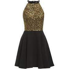 Black And Gold Clothes Sheen Clothing Sheen Lilli Gold Sequin Skater Dress In Black 78 Liked On Polyvore Featurin Black Cocktail Dress Sparkly Cocktail Dress Sparkly Party Dress