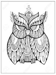 Mandala means circle in sanskrit, it is a geometric arrangement of symbols, but in more modern. Hand Drawn Stylized Owl Bird Totem For Adult Coloring Page Uncolored Illustration With High Detail Isolated On White Background Vector Royalty Free Cliparts Vectors And Stock Illustration Image 107502986