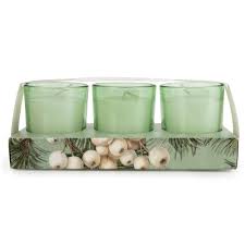 Set of 3 Votive Candles - Winter Fir & Mistletoe 6pk - Candlelight Home