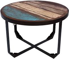 Some cosmetic scratches on glass surface of coffee table. Vintage Coffee Table Coffee Table Made Of Metal And Recycled Wood Model 6 50x75x75 Cm