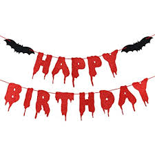 How many zombie decorations are left on amazon? Buy Red Glittery Happy Birthday Halloween Banner Scary Horror Bloody Birthday Banner For Halloween Zombie Vampire Diaries Birthday Party Decorations Supplies Online In Turkey B08f51dlfh