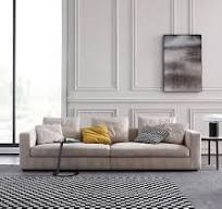 Kualitas Tinggi Harga Pabrik Kain Beige 4 Seater Designer Sofa Ruang Tamu