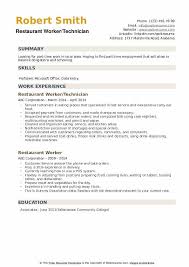 Restaurant Worker Resume Samples Qwikresume