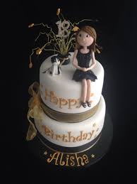 18th Birthday Cake Ideas Black And Gold Black And Gold 18th Birthday Cake With A Figure If The Birthday Girl In Her Party Dress With Her Beloved 18th Birthday Cake 21st Birthday Cake 18th Birthday