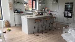 Just as dark are the walls, units and painted brickwork. Pale Grey Kitchen White Worktops Wall Colours Houzz Uk