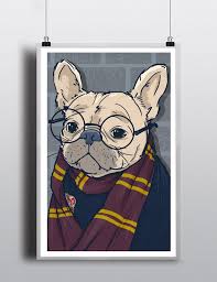 Gryffindor French Bulldog Home Decor Wall Art Art Print Harry Potter French Bulldog Bulldog Home Decor Wall Art