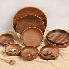 Wooden plates and bowls set. Salad Thicken Wooden Bowl Pan Plate Food Fruit Dishes Saucer Coffee Tea Tray Dessert Dinner Bread Wood Plates Storage Dishes Plates Aliexpress