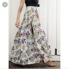 Spell The Gypsy Collective Skirts Spell Gypsy Queen Split Skirt Cream Floral New Poshmark