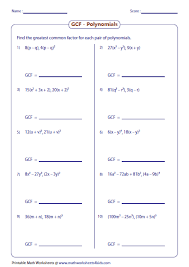 Gcf Of Polynomials Common Multiples Gcf And Lcm Worksheets Least Common Multiple