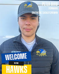 title The Hawks welcome Peter Bird to the roster. Bird, a 6'2", 205 lb  forward from Saskatchewan, played for Pilot Mound Academy in the CSSHL and  NAPHL. Mr. Bird played his first