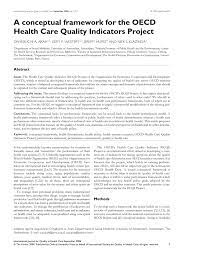 International journal of health care quality assurance explores quality within the context of health care, examines managerial and planning methods and . Pdf A Conceptual Framework For The Oecd Health Care Quality Indicators Project