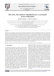 Pdf The What Why And How Of Health Literacy A Systematic Review Of Literature