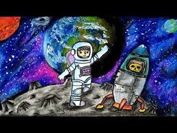 Cara Menggambar Pemandangan Luar Angkasa Dengan Gradasi Warna Oil Pastel Youtube Cara Menggambar Gambar Pemandangan