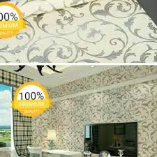 Hiasan dinding ruang tamu ini direka sendiri menggunakan bahan terpakai atau murah. Spesial Harga Wallpaper Dinding Ruang Tamu Rumah Kamar Tidur Murah Batik Silver Putih Terbagus Eleg Shopee Indonesia