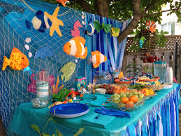 Decor For Under The Sea Theme Featuring Items Doug At The Dollar And Party Stores Sea Party Ideas Ocean Birthday Party Sea Birthday Party Decorations