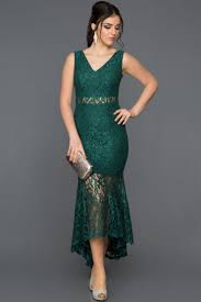 zumrut yesili v yaka dantelli elbise abk036 elbise moda stilleri midi elbise