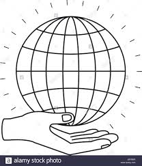 Silhouette Hand Palm Giving A Globe Chart Charity Symbol