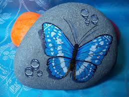 Tas Boyama Kelebek Rock Painting Art Rock Painting Designs Hand Painted Rocks