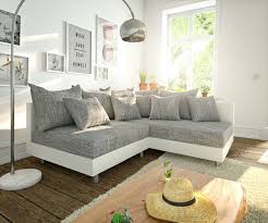 Ecksofa Clovis Weiss Hellgrau Modulsofa Ottomane Rechts Ecksofa Design Modul Sofa Ecksofas